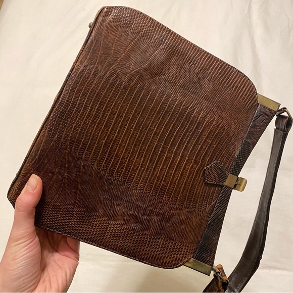 Vintage brown leather handbag - Picture 4 of 12